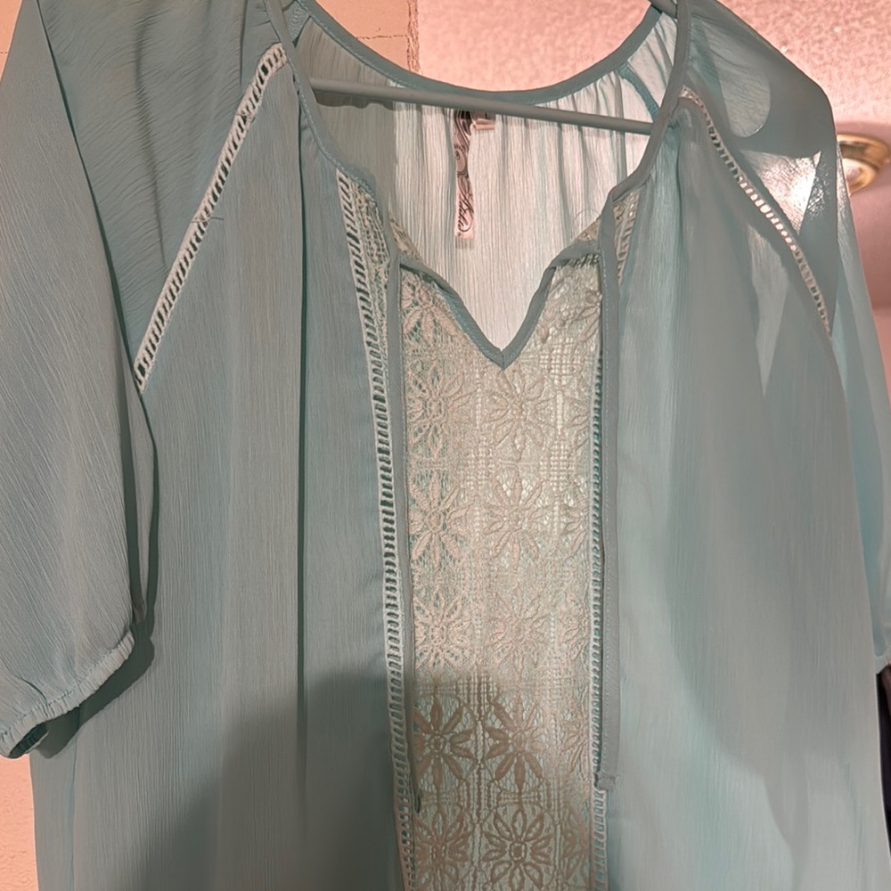 Adika Asymmetrical Blue and White Cut Out Blouse